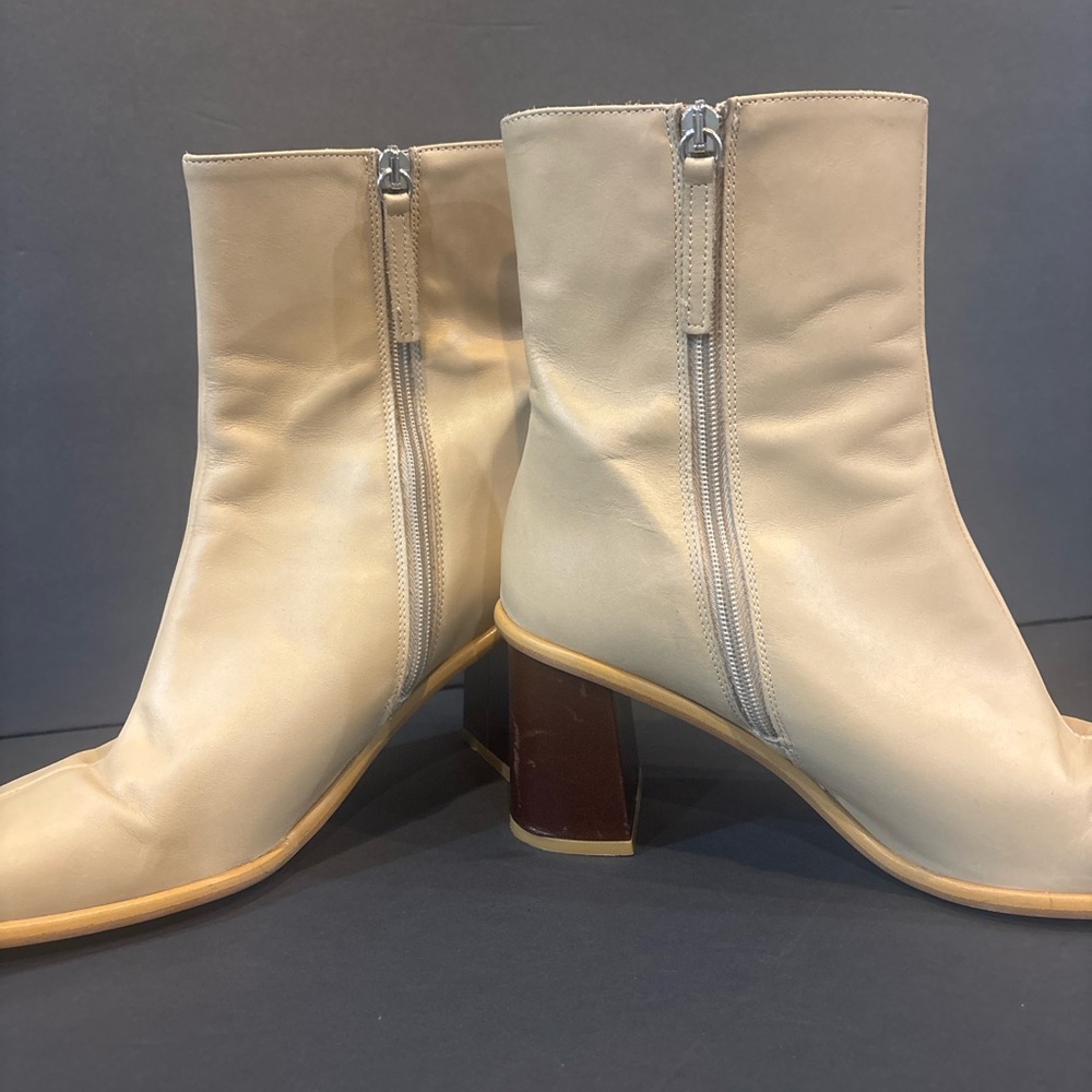 ALOHAS Light Cream Leather Square-Toe Ankle Booties - Picture 7 of 10
